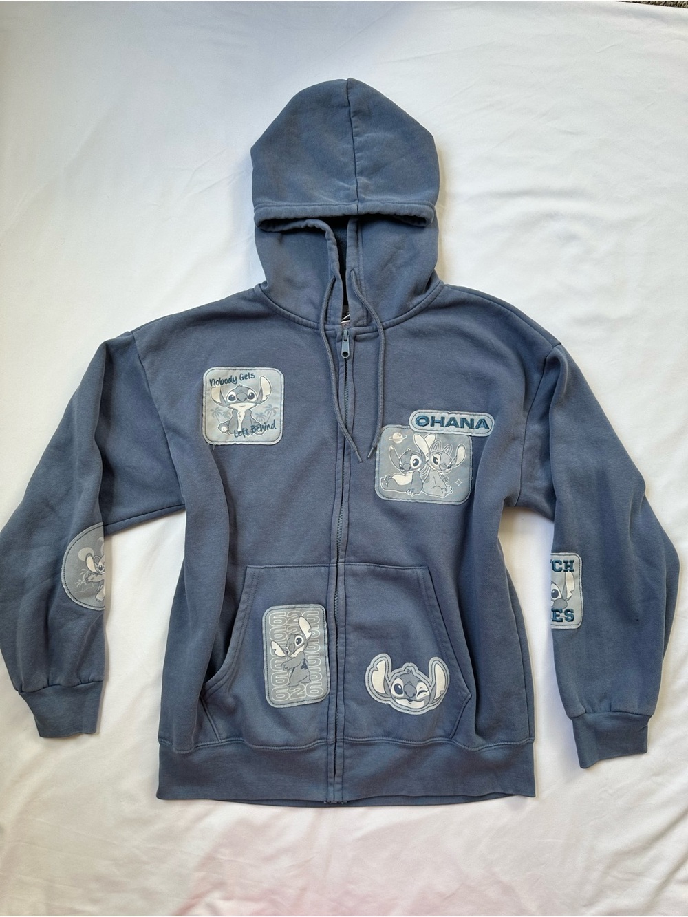 Disney Stitch Blue Hooded Zip-Up Sweatshirt